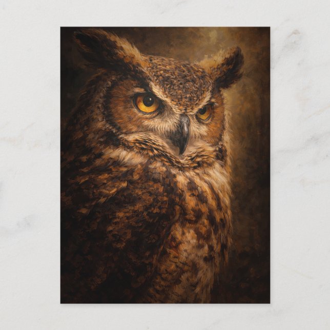 Sentinel de la Tarde | Arte de Búho | Tarjeta Post (Anverso)