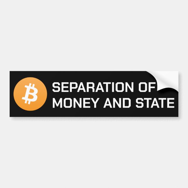 Separación de Bitcoin de dinero y pegatina de para (Frente)