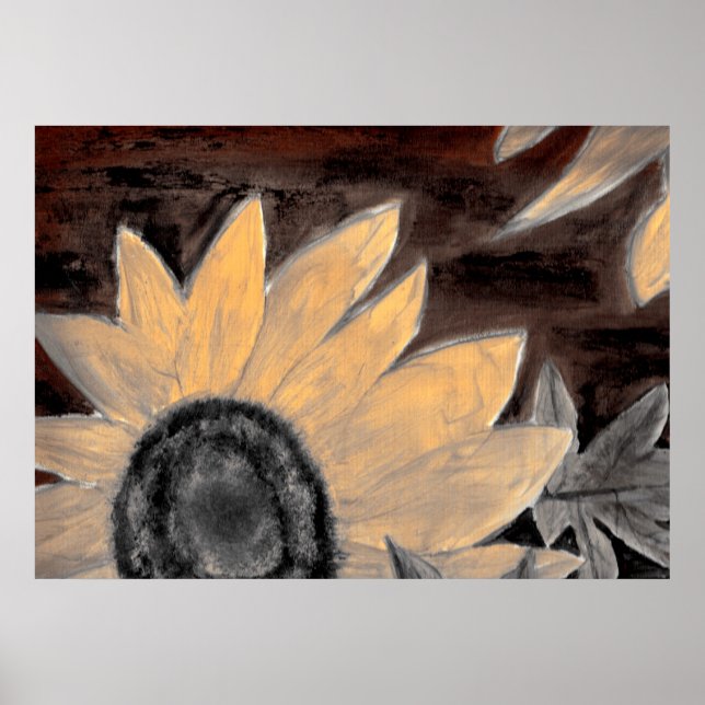 Sepia Aceite de girasol pintura arte moderno fino (Frente)
