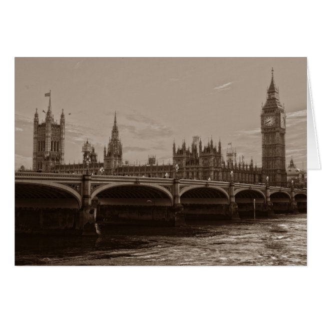 Sepia Big Ben Tower Palace de Westminster (Anverso (Horizontal))