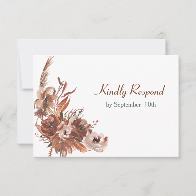 Sepia Boda Floral de Otoño RSVP (Anverso)