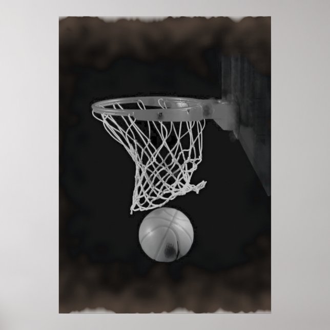 Sepia Brownish Tones Poster de arte de baloncesto (Frente)