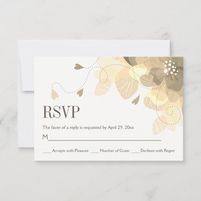 Sepia delicada flor flor boda floral RSVP (Anverso)