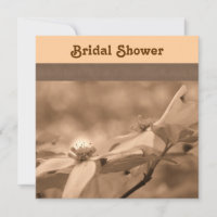Sepia Dogwood Flores Bridal Ducha Invitación