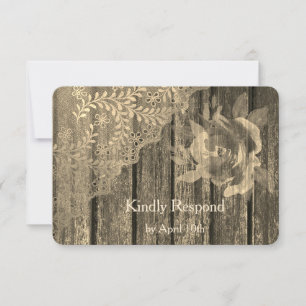 Sepia Gold Wood Lace y Boda Rosa RSVP