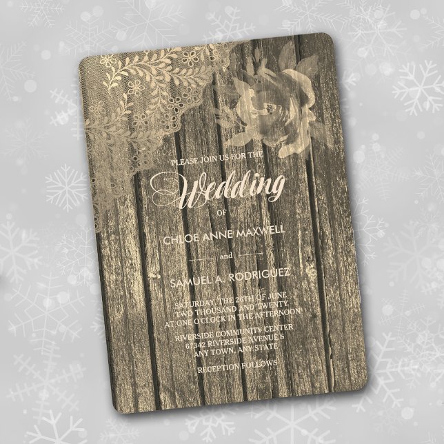 Sepia Invitación a la Boda de Oro y Rosa (Subido por el creador)
