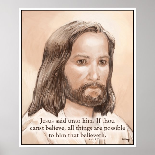 Sepia Jesus Cita de la Biblia de Arte - Marcos 9:2 (Frente)
