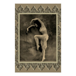 Sepia Poster con la bailarina de cosecha Kyra