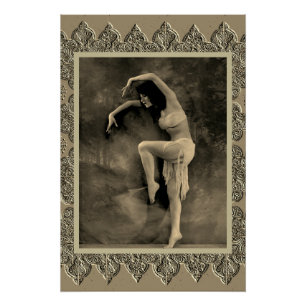 Sepia Poster con la bailarina de cosecha Kyra