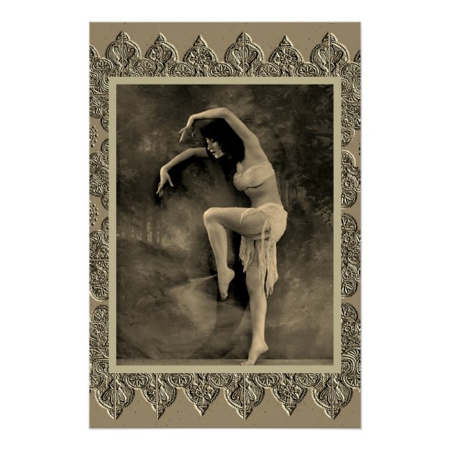 Sepia Poster con la bailarina de cosecha Kyra (Anverso)