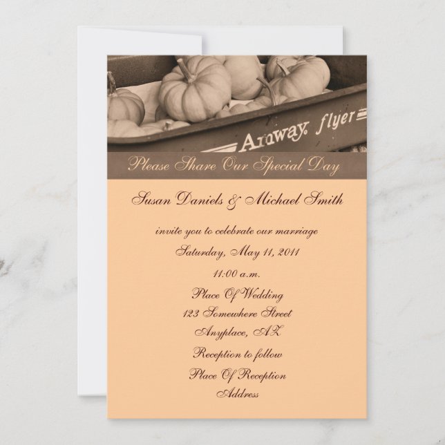 Sepia Se Bombea En La Invitación A La Boda Caída D (Anverso)