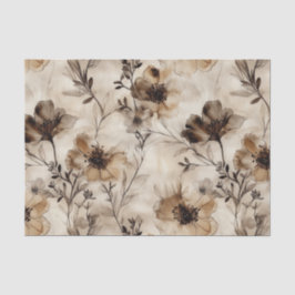 Sepia Wildflowers Papel del tejido de la descompos