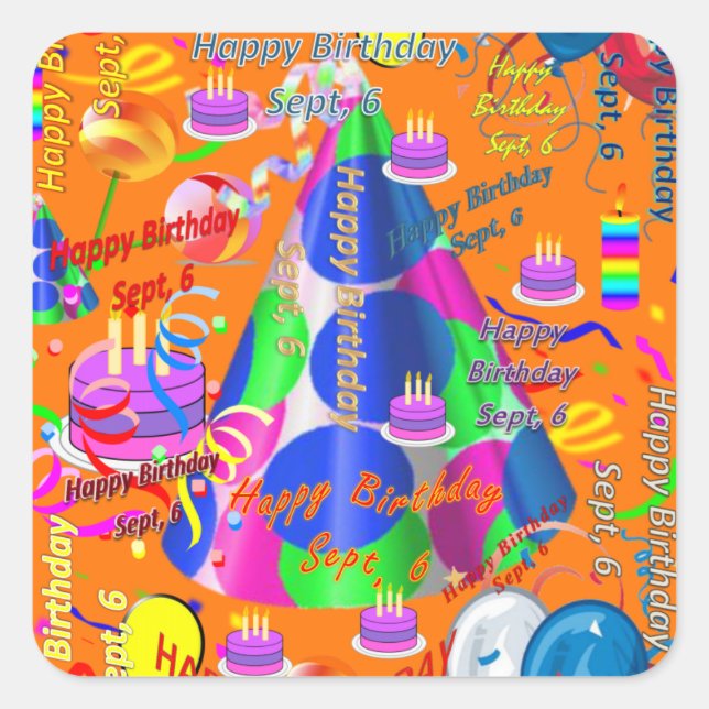 Sept. 6 Pegatinas de cumpleaños para niños (Anverso)