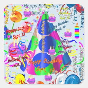 Septiembre, 13 Pegatinas de cumpleaños para niños