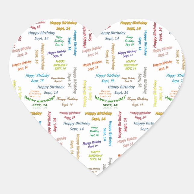 Septiembre, 14 Pegatina de cumpleaños (Anverso)