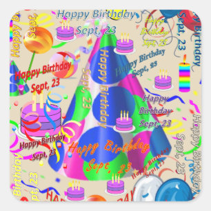 Septiembre, 23 Pegatinas de cumpleaños para niños