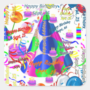 Septiembre, 25 Pegatinas de cumpleaños para niños