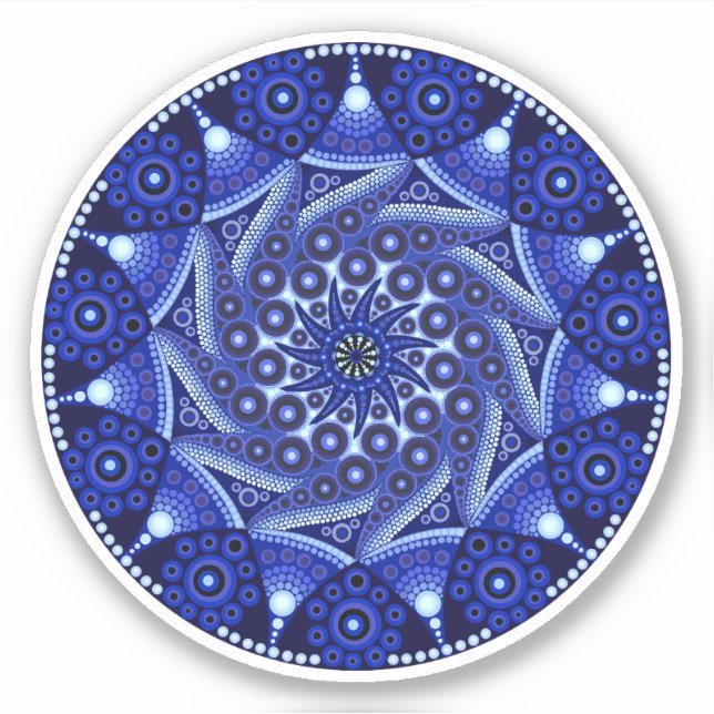 Septiembre Birthstone Sapphire Mandala Pegatina (Anverso)