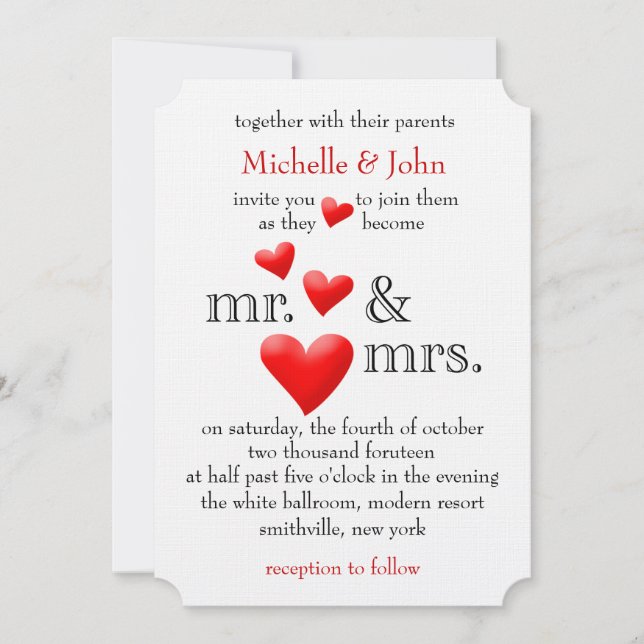 Ser el Sr. y la Sra. Wedding Invitación (Anverso)