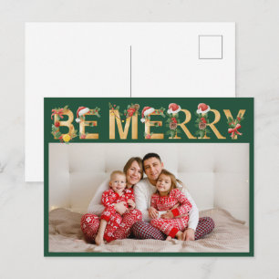 Ser Feliz Navidad Verde Letras Doradas Foto Famili
