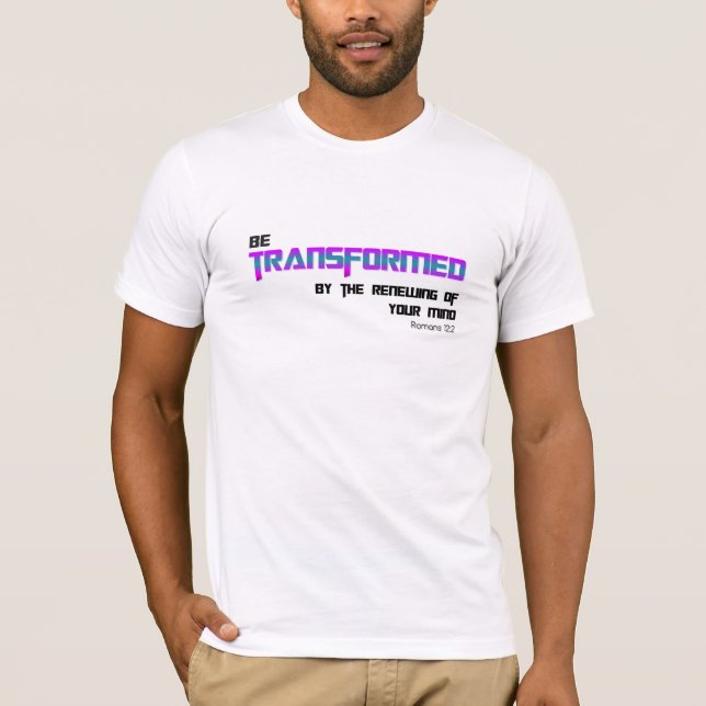 Ser transformado en camiseta de texto azul morado (Anverso)