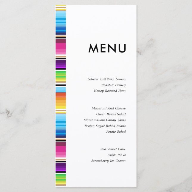 Serape Spring Stripes | Menú de boda (Anverso)