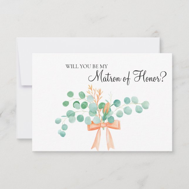 Serás mi atrón de honor Eucalyptus Peach (Anverso)