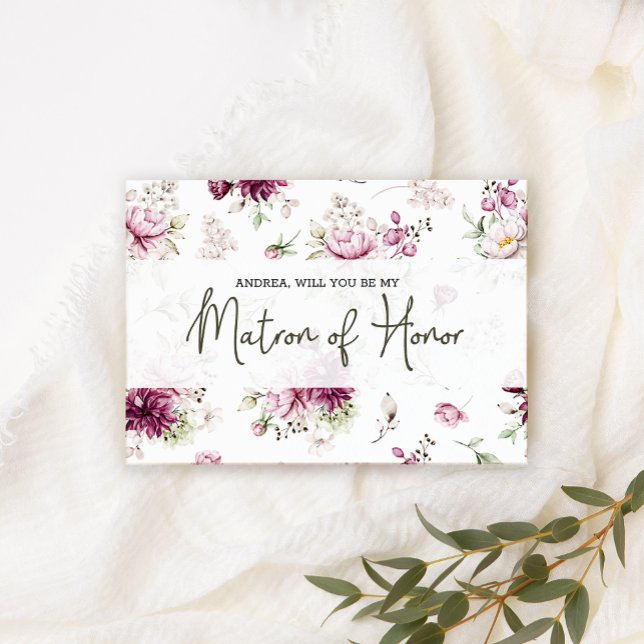 ¿Serás mi atrón de honor peonies floral rosa (Subido por el creador)