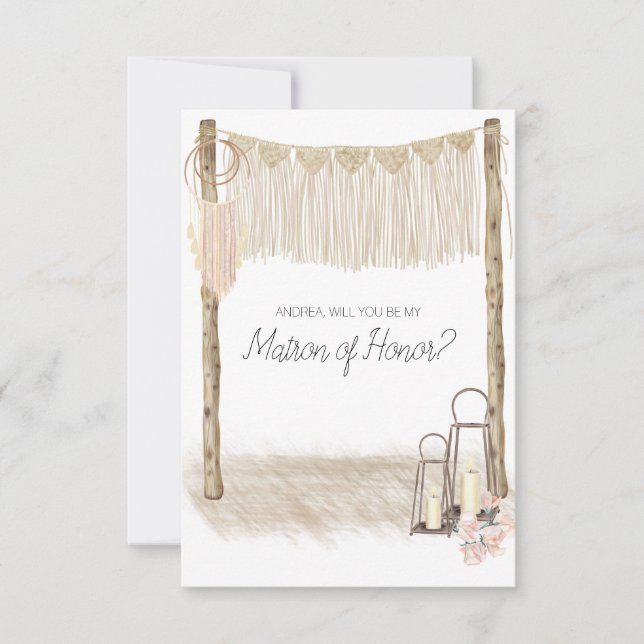 ¿Serás mi atrón del honor del rosa del boho modern (Anverso)