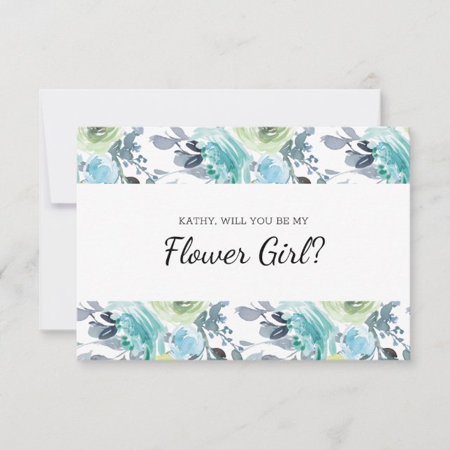 ¿Serás Mi Chica De Flor Verde Azul Claro (Anverso)