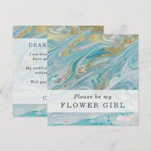 ¿Serás Mi Chica De Flores Turquesa Y Tarjeta De Or
