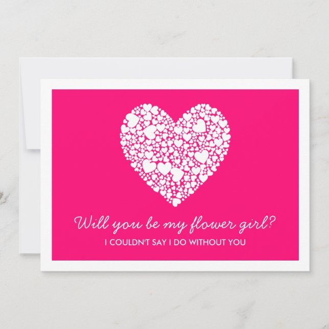 ¿Serás Mi Chica Flor? Tarjeta de corazón rosado (Anverso)