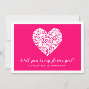 ¿Serás Mi Chica Flor? Tarjeta de corazón rosado