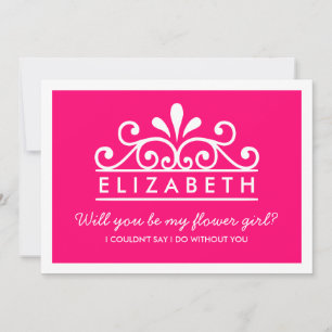 ¿Serás Mi Chica Flor? Tarjeta Tiara rosa