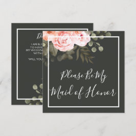 ¿Serás Mi Criada De Honor Elegante Tarjeta Floral?