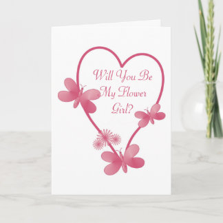 ¿Serás mi dama de flores? Invitación Corazón Rosa