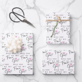 ¿Serás Mi Dama de Flores Papel de Regalo Hojas 