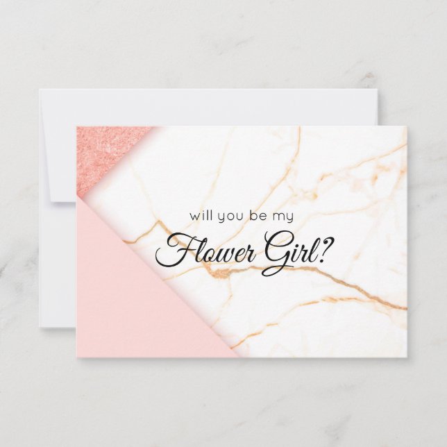 ¿Serás Mi Dama de Flores Rosa y Dorado Moderno (Anverso)