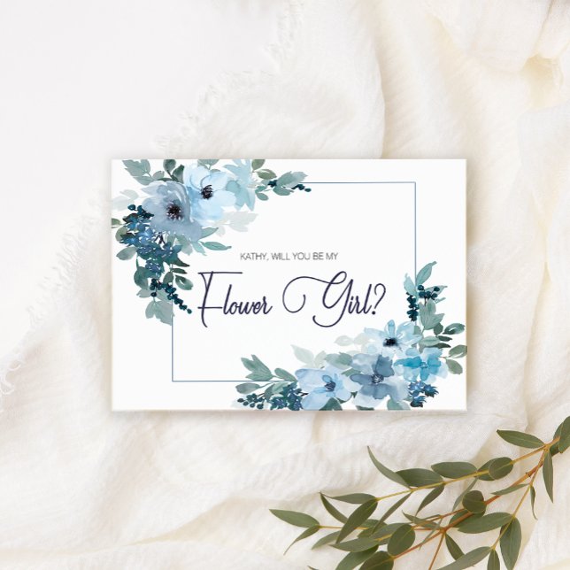 ¿Serás Mi Dama de Flores Rosas Modernas Azules (Subido por el creador)