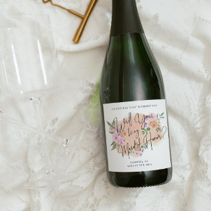 ¿Serás mi Dama de Honor? Etiqueta de Vino con Bril