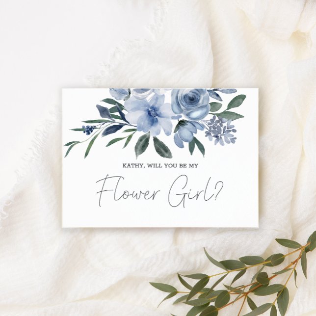 ¿Serás Mi Dama de Honor Flores Azules Polvorientas (Subido por el creador)