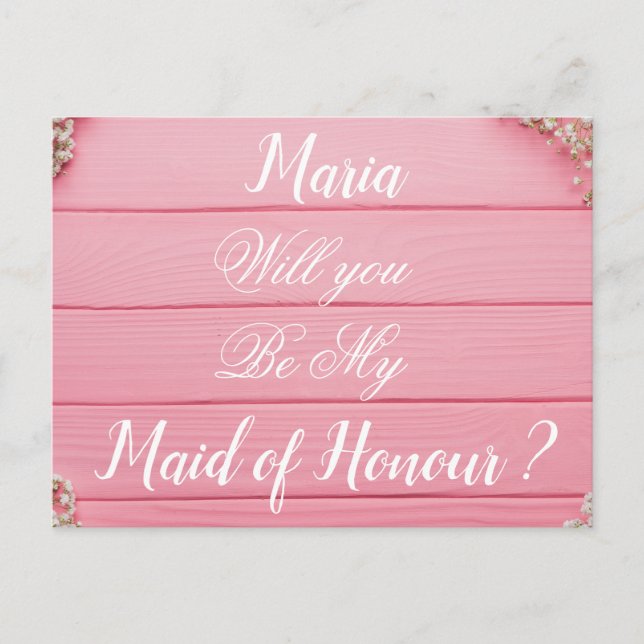 ¿Serás mi dama de honor invitación de boda (Anverso)