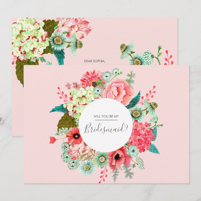 Serás mi dama de honor. | Invitaciones postales (Anverso / Reverso)