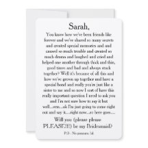 ¿Serás mi dama de honor, por favor? tarjeta de tex