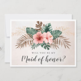 ¿Serás Mi Dama de Honor Tarjeta Acuarela Tropical