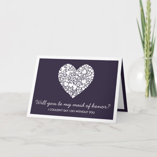 ¿Serás mi dama de honor? Tarjeta Corazón Púrpura (Anverso)