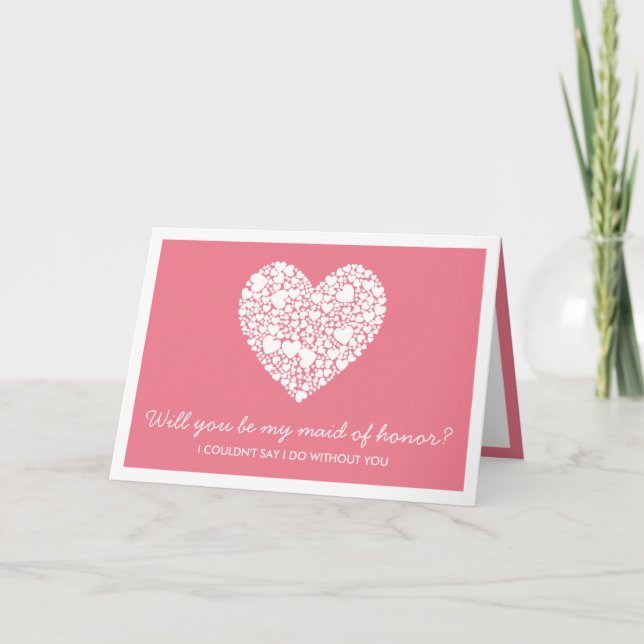 ¿Serás Mi Dama De Honor? Tarjeta Corazón Rosa (Anverso)