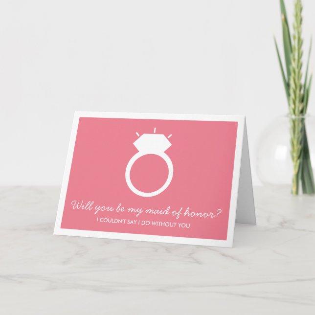 ¿Serás Mi Dama De Honor? Tarjeta De Anillo Rosa (Anverso)