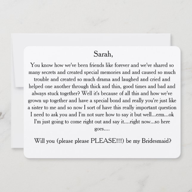¿Serás mi dama de honor? Tarjeta de texto Personal (Anverso)