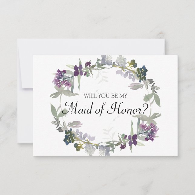 ¿Serás mi doncella de honor lavanda acuarela (Anverso)